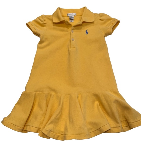 Ralph Lauren Toddler Girls 12 Months Short Sleeve Polo Dress - Yellow - Picture 1 of 8